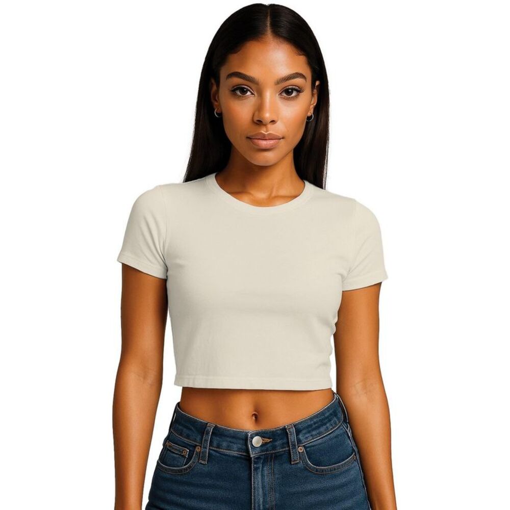 Casual Classics Womens/Ladies Combed Cotton Crop T-Shirt / Ecru